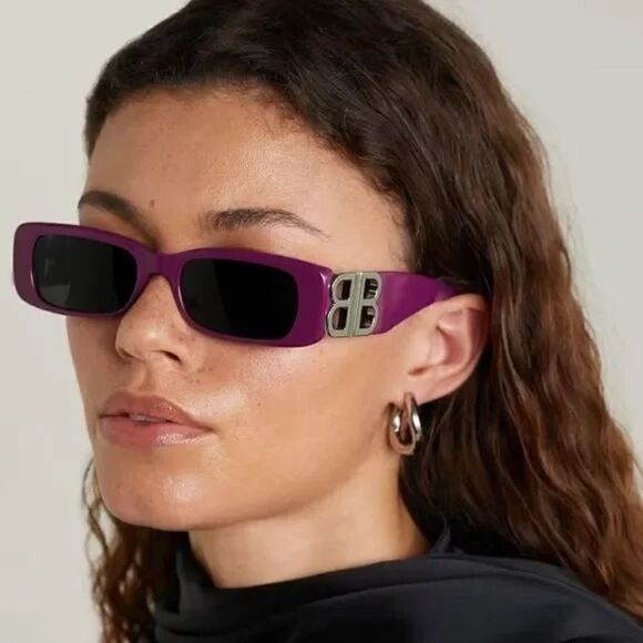 BALENCIAGA Sunglasses BB0096S 016 Fuchsia/Silver/Grey NEW - Picture 1 of 9